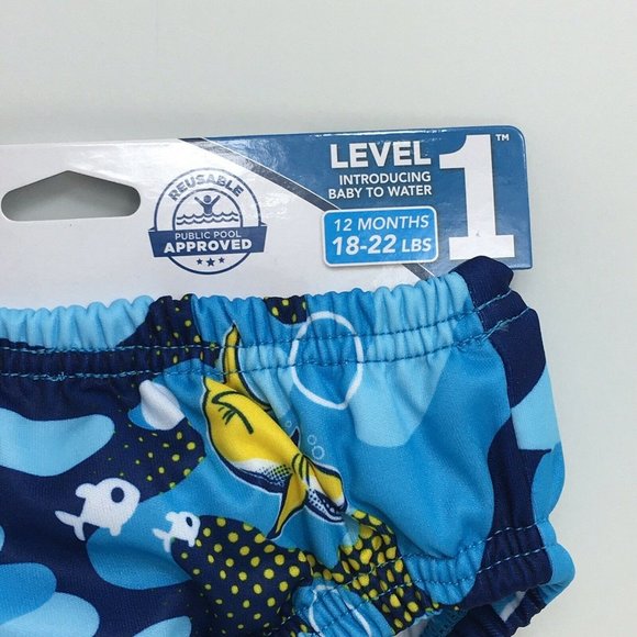 Swimschool Reusable Swim Diaper UPF 50 Level 1 18-22 lbs 12 Months Swim Blue New - Picture 3 of 12